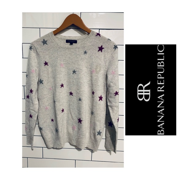 Banana Republic Sweaters - Banana Republic 100% cashmere Stars Sweater heather gray S
